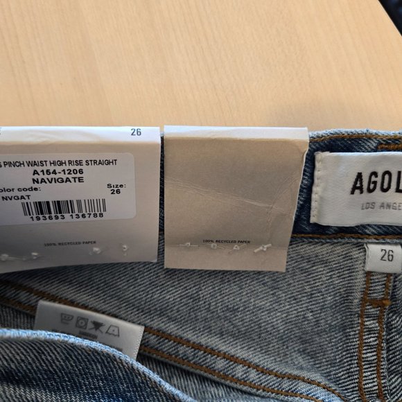 Agolde 90's Pinch Waist High Rise Straight Jeans - 26" - Picture 2 of 3